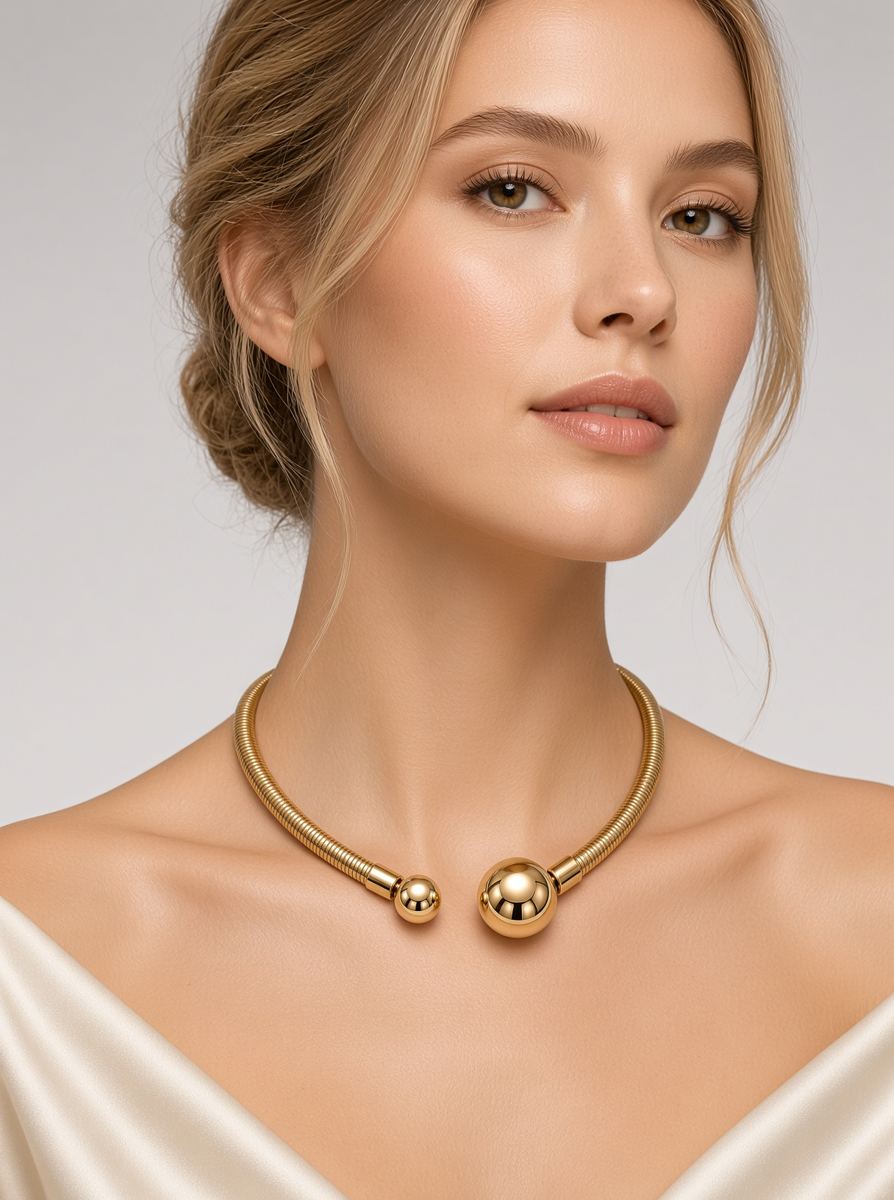 Collana Ball dorata indossata